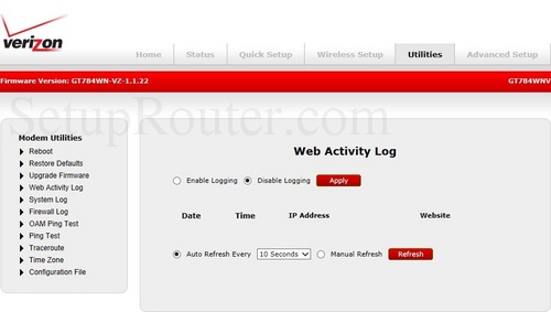 Actiontec GT784WNV Screenshots