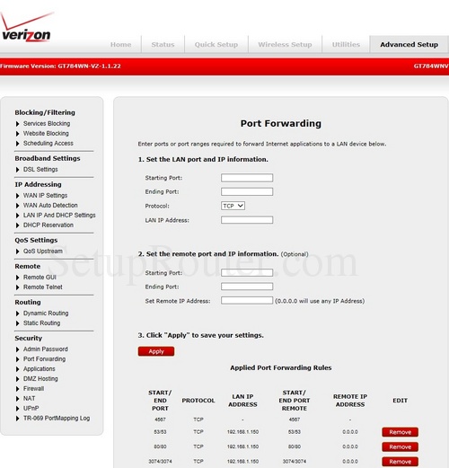 Actiontec GT784WNV Screenshots