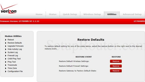 Actiontec GT784WNV Screenshots