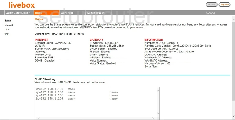 router status mac address internet IP