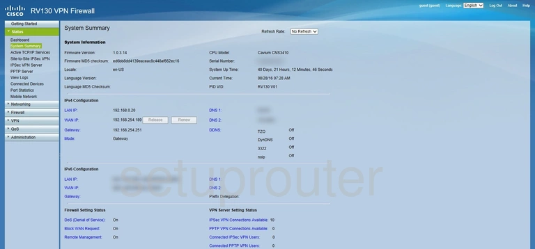 router status mac address internet IP