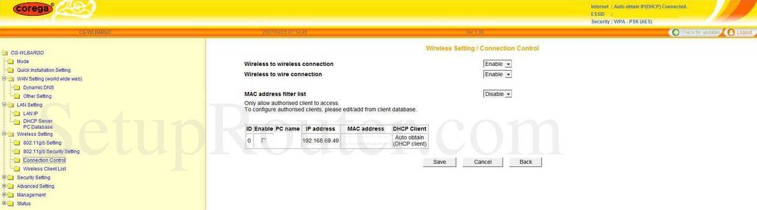 Wireless router setup