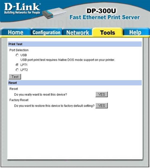Dlink DP300U Reset