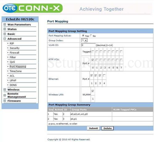 Bt router port mapping