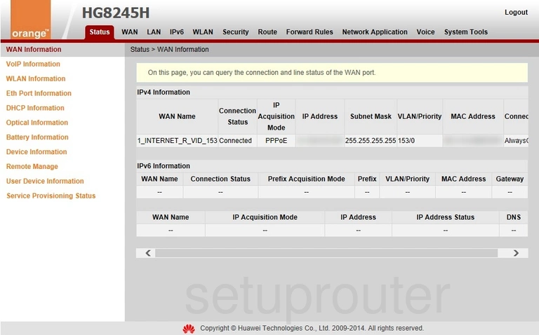 router status mac address internet IP