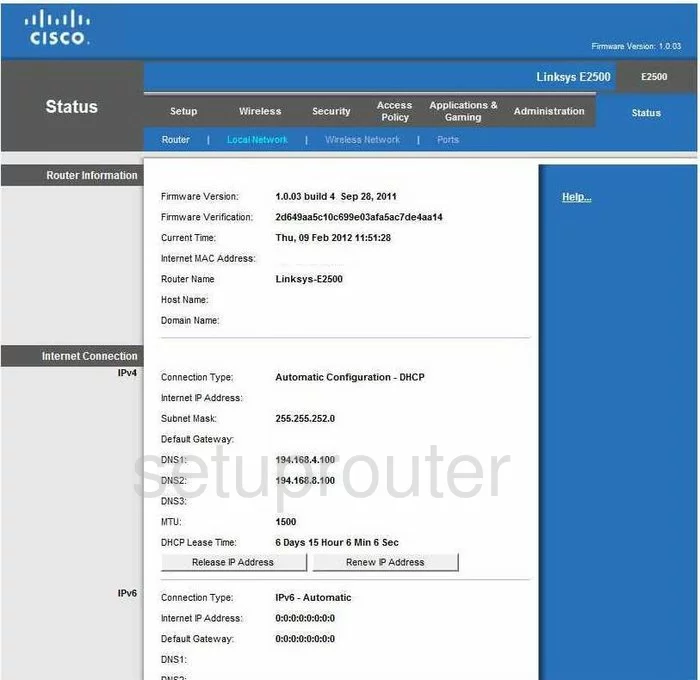 router status mac address internet IP