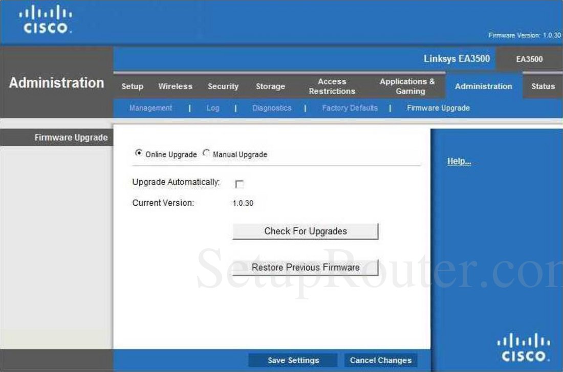 Linksys EA3500 Screenshot Firmware Upgrade