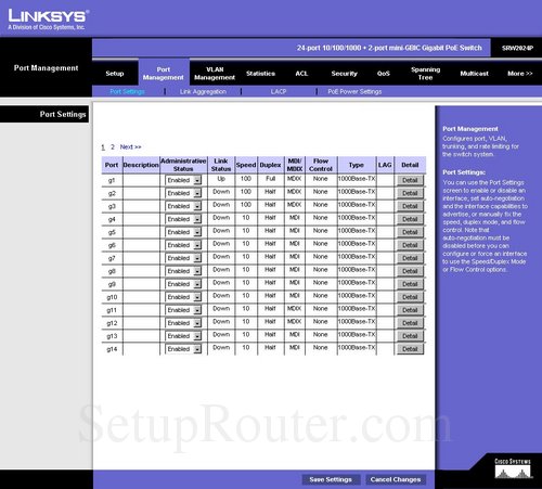 Linksys SRW2024P Screenshots
