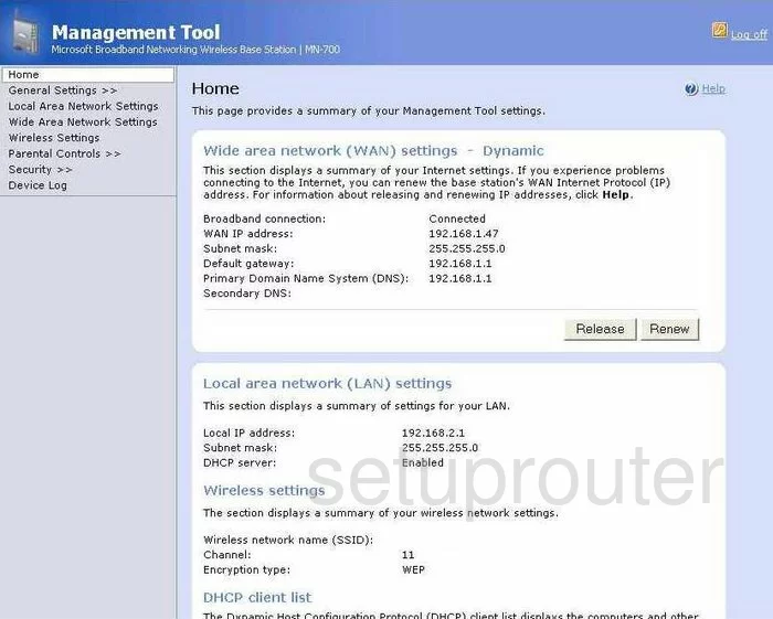 router status mac address internet IP