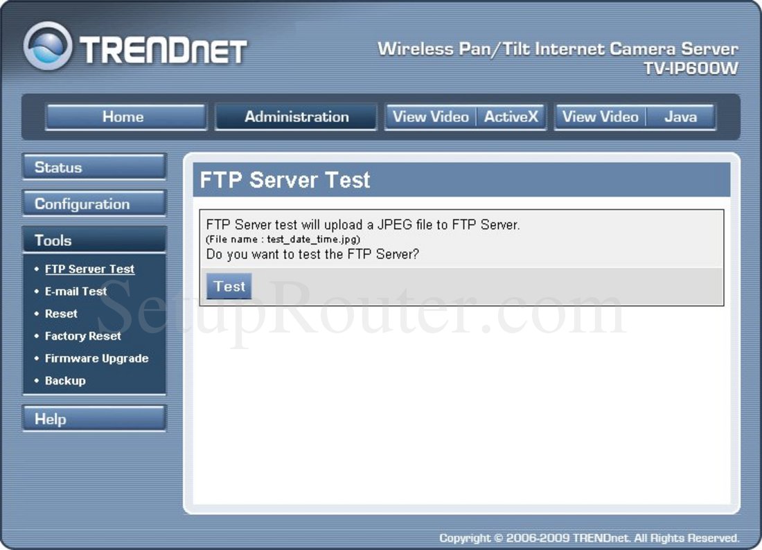 TVIP600W Screenshot FTP Server Test