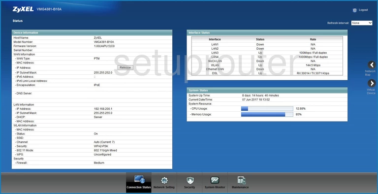 router status mac address internet IP