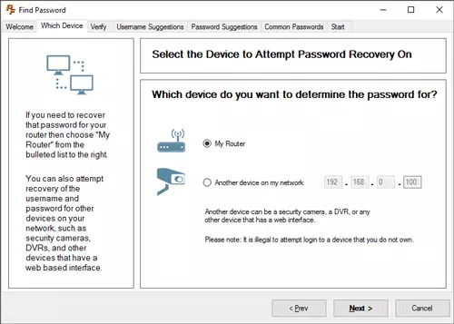 findpassword select device