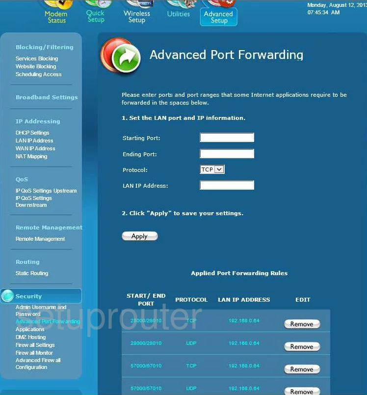 port forwarding nat screenshot