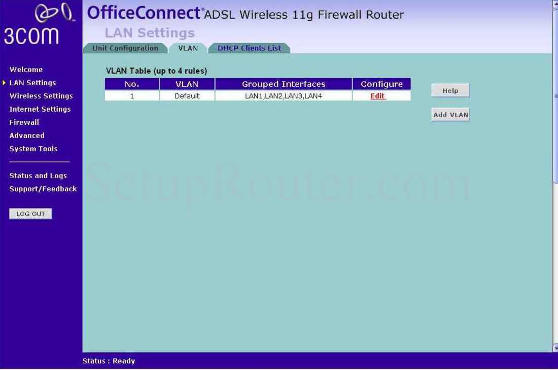 Коммутатор 3com настройка vlan