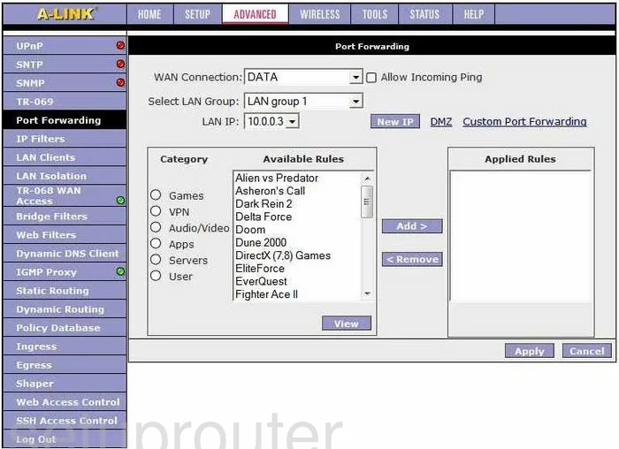 port forwarding nat screenshot