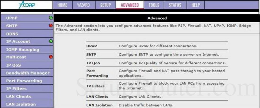 Acorp sprinter adsl2 router lan 410 настройка