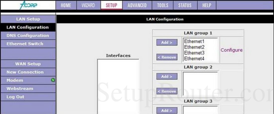 Lan setup