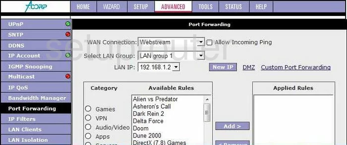 port forwarding nat screenshot