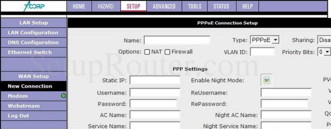 Acorp sprinter adsl2 router lan 410 настройка