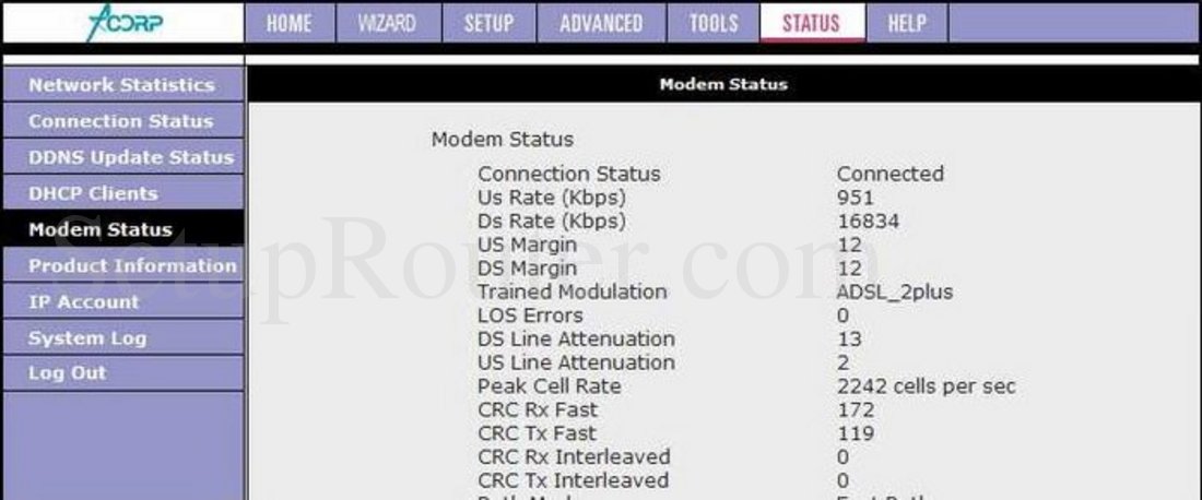 Acorp sprinter adsl2 router lan 410 настройка