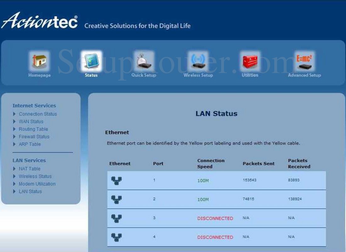 actiontec router ethernet status actiontec router ethernet status