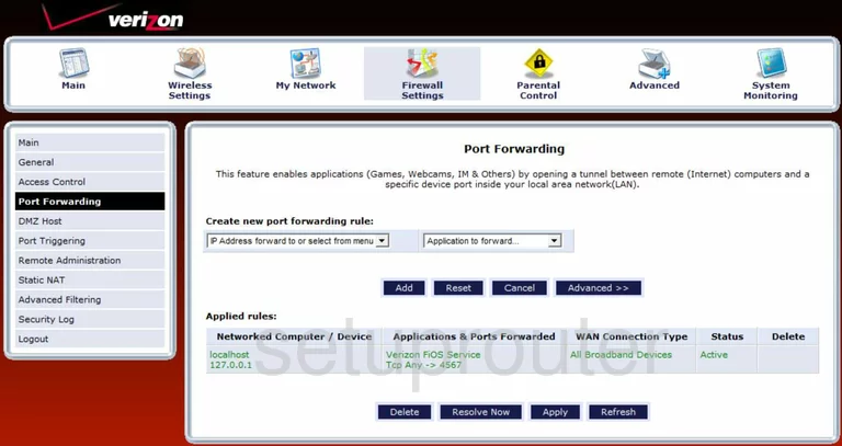 port forwarding nat screenshot