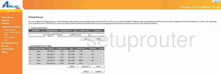 port forwarding nat screenshot