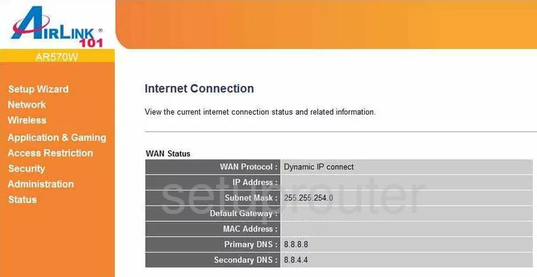 router status mac address internet IP