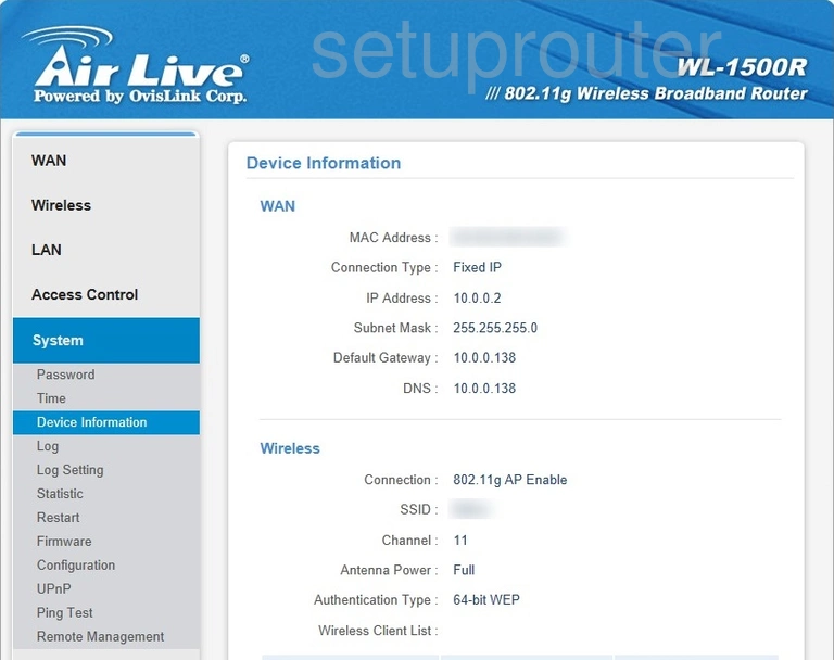 router status mac address internet IP