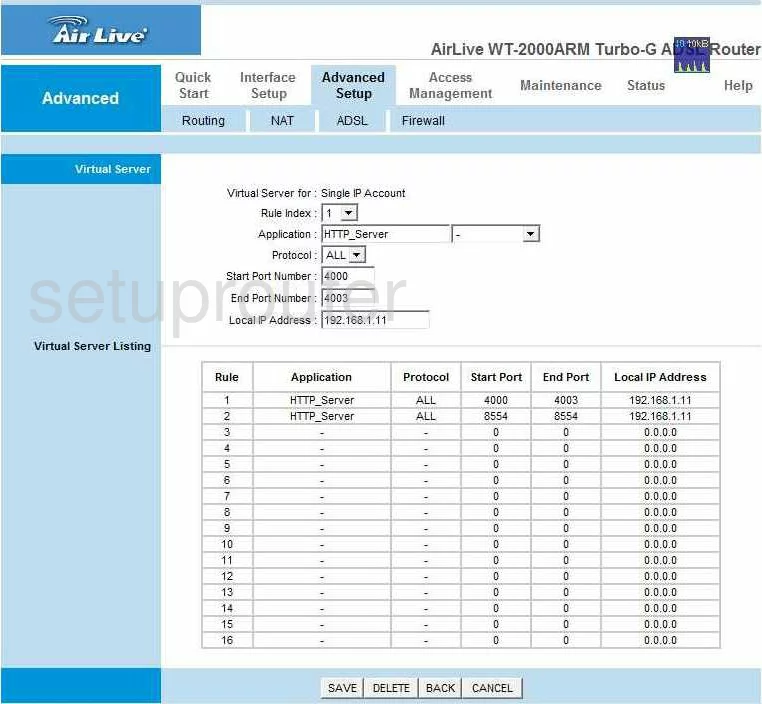 port forwarding nat screenshot