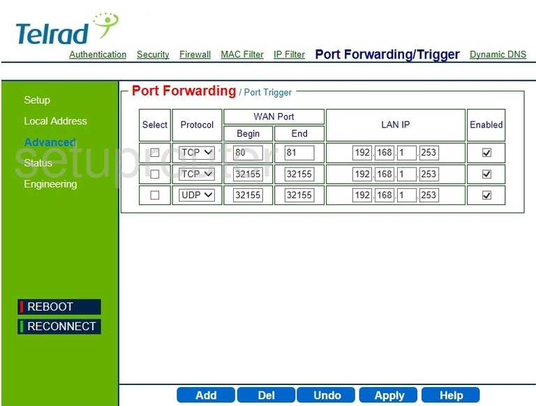 port forwarding nat screenshot