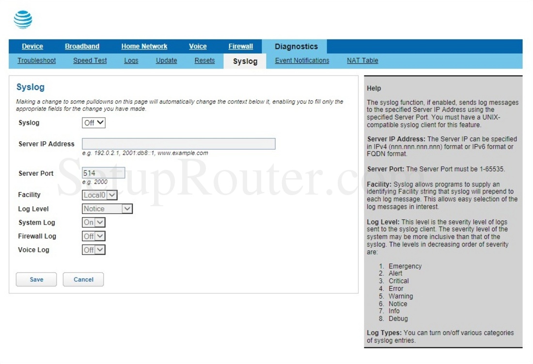 Arris BGW210700 ATT Screenshot Syslog