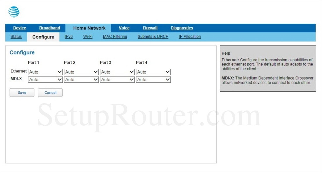 Arris BGW210-700 ATT Screenshot HomeNetworkConfigure