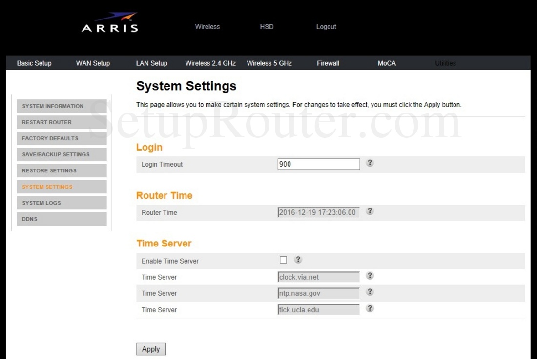 Arris DCX3635 Screenshot SystemSettings