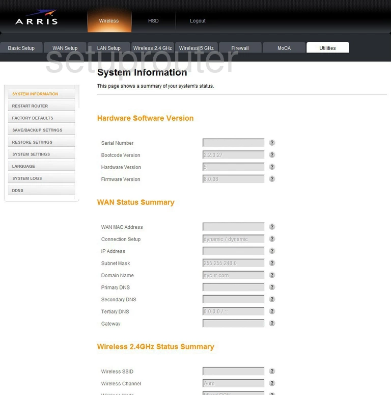 router status mac address internet IP