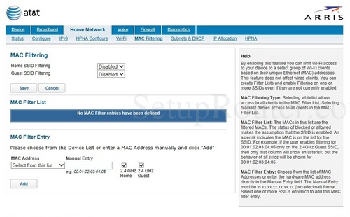 change mac address arris cable modem