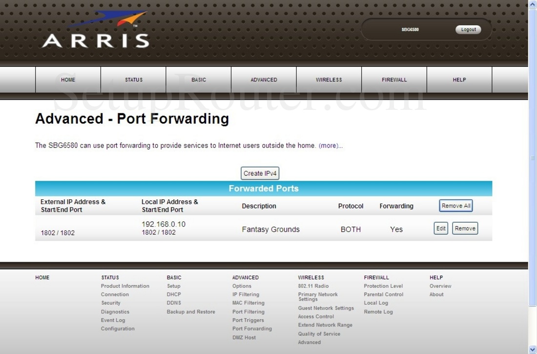 how to portforward arris