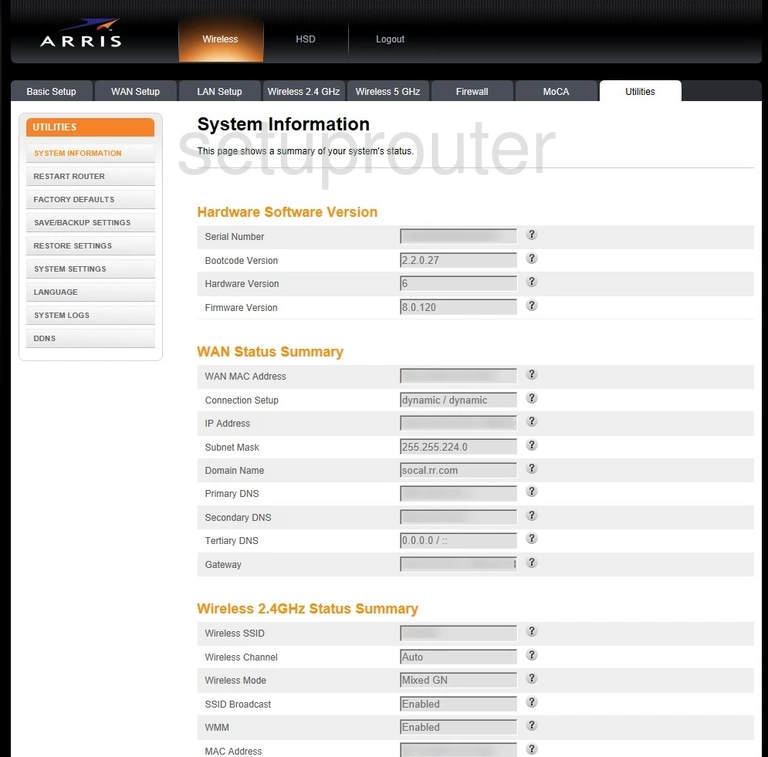 router status mac address internet IP