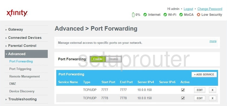 port forwarding nat screenshot