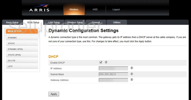 router DHCP lan mac address binding internet settings