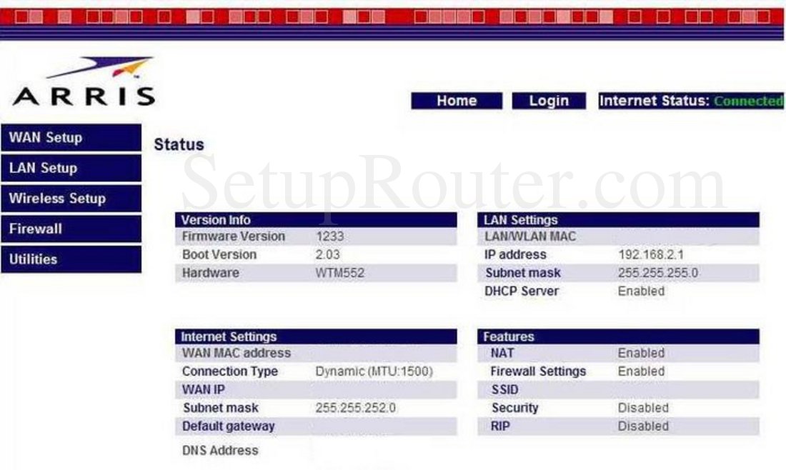 Wan адрес. Wan setting. Arris Router Nat Type.