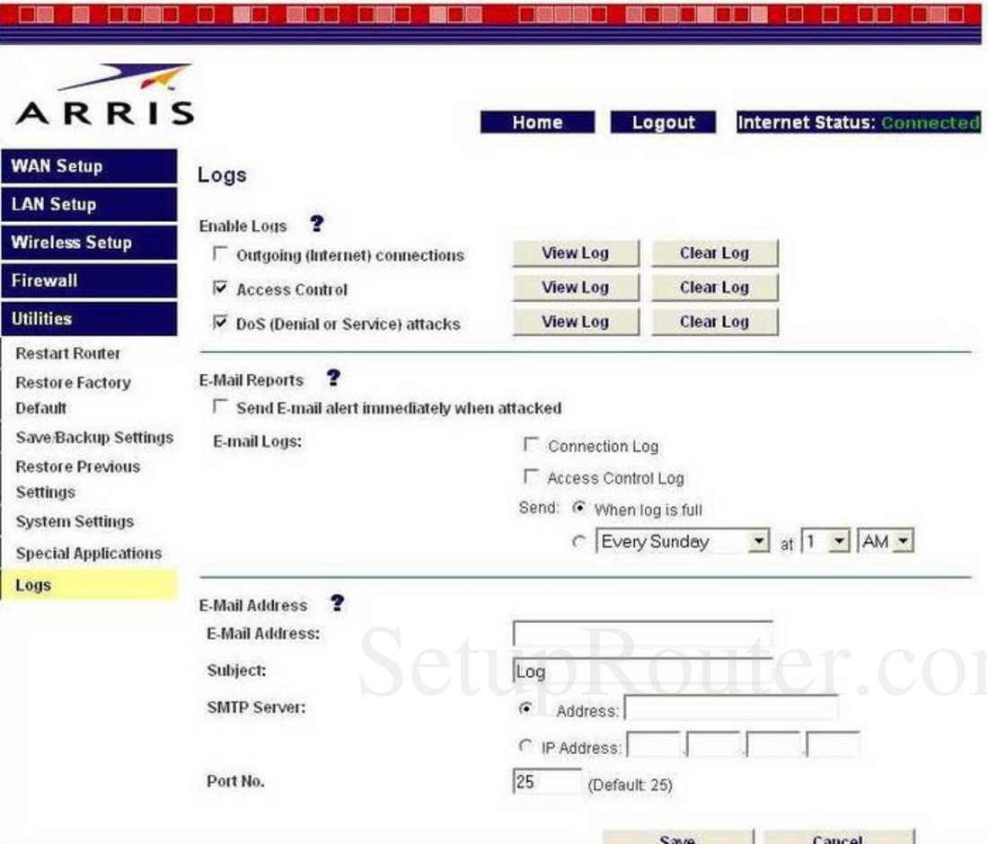 Arris WTM652 Screenshot Logs