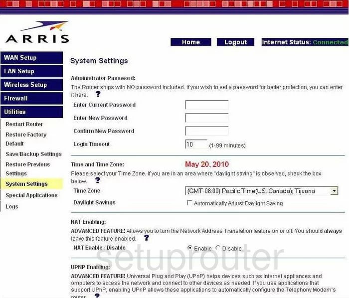 router status mac address internet IP