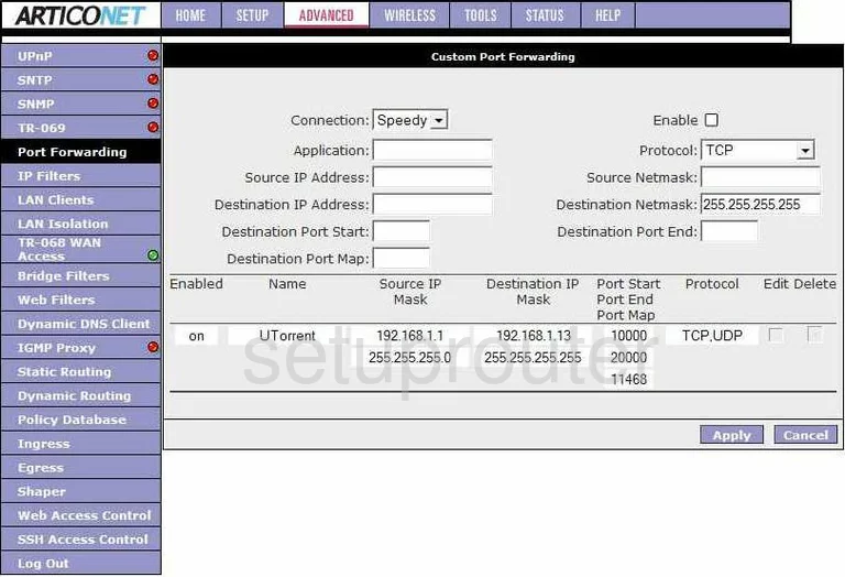 port forwarding nat screenshot