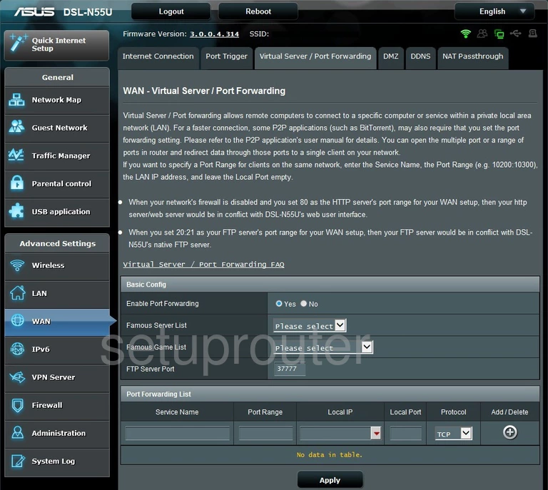 port forwarding nat screenshot