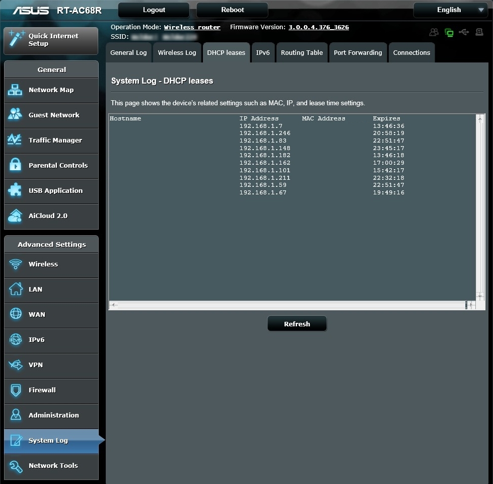 Asus am604 настройка dhcp