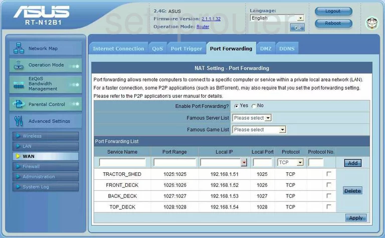 port forwarding nat screenshot