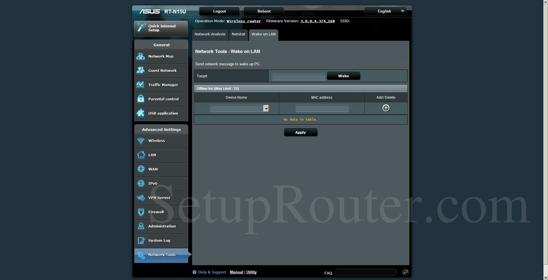 asus router app wol wake on wan