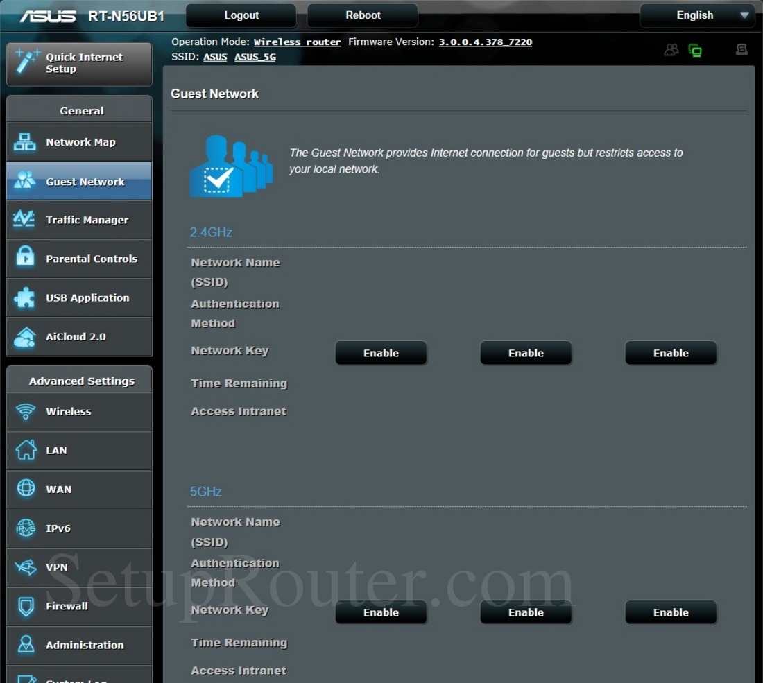 Asus RT-N56UB1 Screenshot GuestNetwork