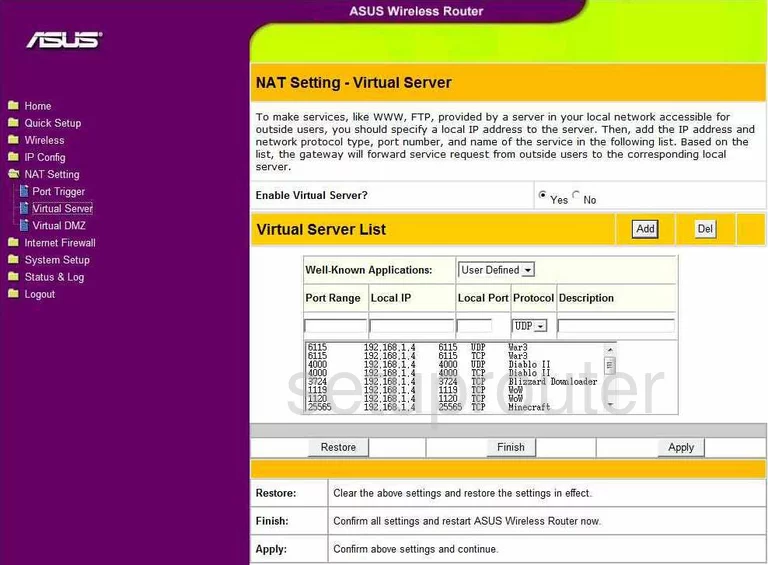 port forwarding nat screenshot